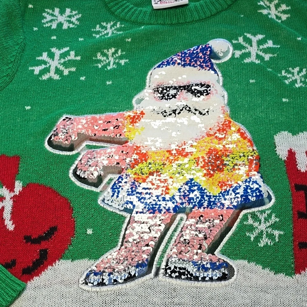 Well Worn Holiday Sweater Santa Floss Ugly Christmas Sweater KIDS Size Medium